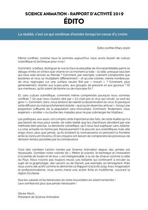 Rapport Activités 2019 - Science Animation