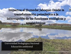 Cartilla Educación Ambiental Humedal Jaboque Castellanos, Morales, Poveda 2020