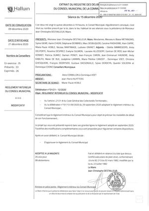 Délibérations du 15 Décembre 2020