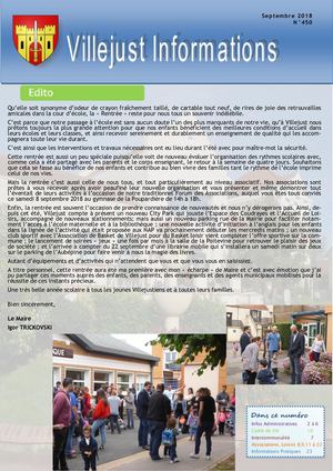 VILLEJUST INFORMATIONS N°450 - Septembre 2018