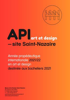 Plaquette de l'API - Année Propédeutique Internationale art et design 2020/21