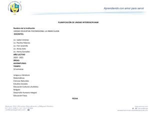 Plan De Unidad Didáctica