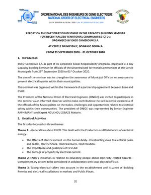 REPORT ON ONIGE PARTICIPATION IN SEMINAR ENEO CVUC