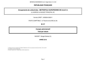 Compte Administratif Budget Général MEL 2018