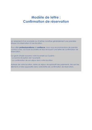 Lettre Confirmation Réservation