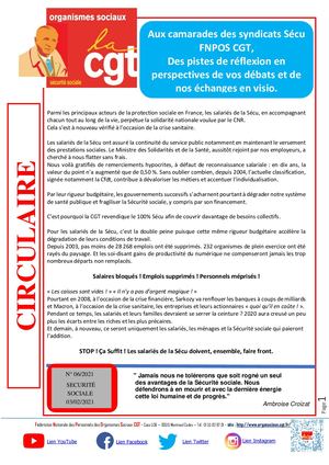 Circ 06 2021 Secu Aux Camarades Des Syndicats