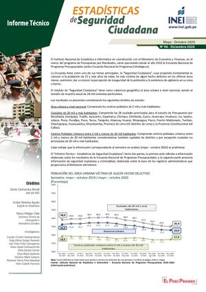 Informe Técnico N° 06 Estadísticas De Seguridad Ciudadana Semestre Móvil Mayo Octubre 2020