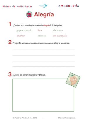 Ficha Emocionario 10 Alegria