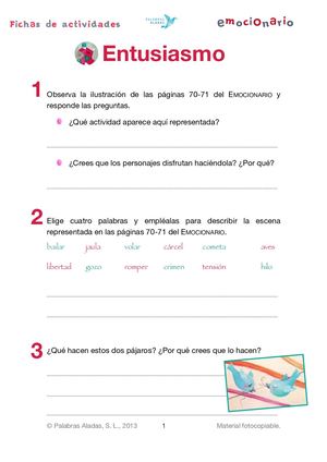 Ficha Emocionario 31 Entusiasmo