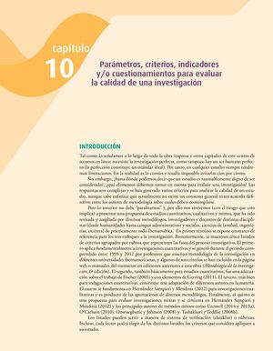 Parámetros, criterios, indicadores y/o cuestionamientos para evaluar la calidad de una investigación
