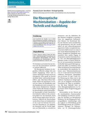 14 Leserbrief Die Fiberoptische Wachintubation – Aspekte Der Technik Und Ausbildung