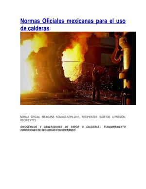 Normas Oficiales Mexicanas Para El Uso De Calderas