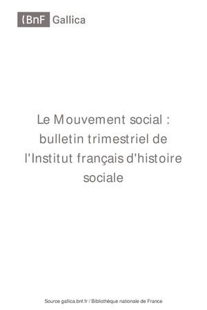 Le Mouvement Social Bulletin-Institut Français