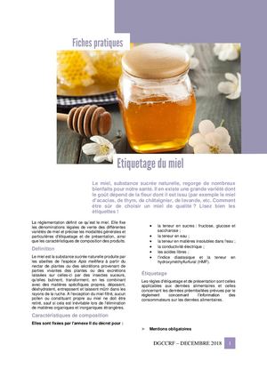 Fiche Etiquetage Du Miel