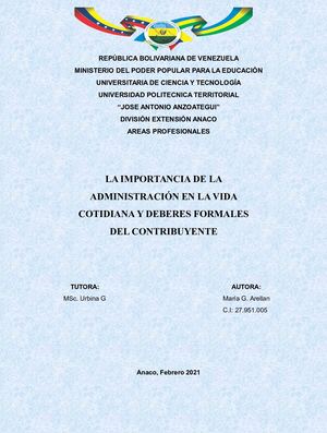 Administracion en la vida cotidiana y deberes formales del contribuyente