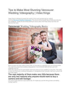 Tips to Make Most Stunning Wedding Videography Vancouver | Video Kings