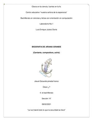 Laboratorio 1 biografía de ariana grande