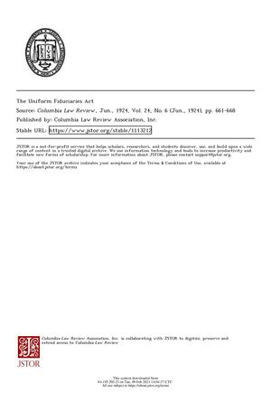 The Uniform Fiduciaries Act  1924