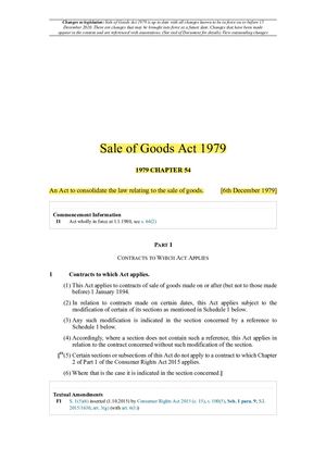 Sale Of Goods Act 1979