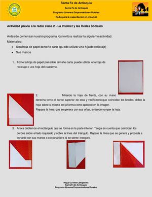 JER radio clase Internet y redes sociales - Actividad Previa Papiroflexia U Origami