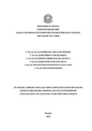 Plano de Carreira do Oficial do Quadro Complementar da Escola de Formação Complementar do Exército (EsFCEx)