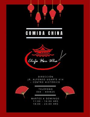 Carta De Menú De Comida China