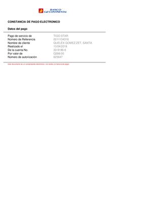 Comprobante Pago Tigo Star