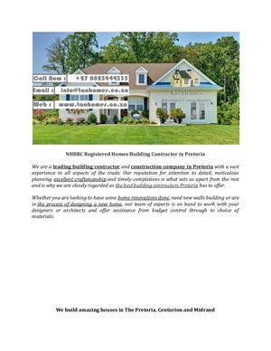 Nhbrc Registered Homes Building Contractor In Pretoria