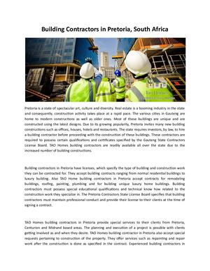 Building Contractors In Pretoria, South Africa