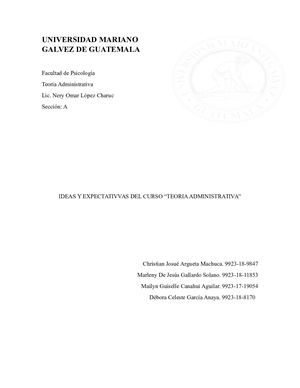 Ideas Y Expectativas Del Curso Teoria Administrativa