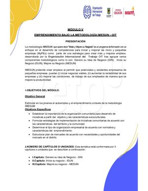 5 Modulo 5 Emprendimiento Metodología Imesum Oit