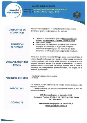 Master Biologie Santé