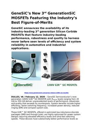 2102 10 Gene Si C Semiconductor Press Release 1200v Si C Mosfets