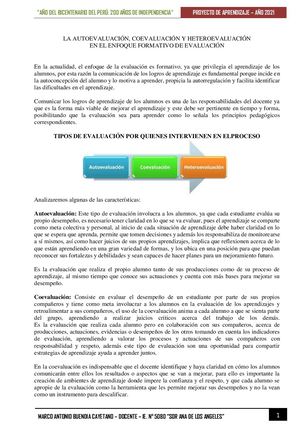 Autoevaluación, Coevaluación Y Heteroevaluación