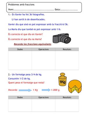 Problemes Fraccions Amb Pictogrames