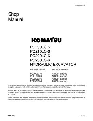 KOMATSU  PC200-6, PC200LC-6, PC210LC-6, PC220LC-6, PC250LC-6 HYDRAULIC EXCAVATOR with 6D102E-1 Series Engine SN A83001-UP скачать на www.imparts55.ru