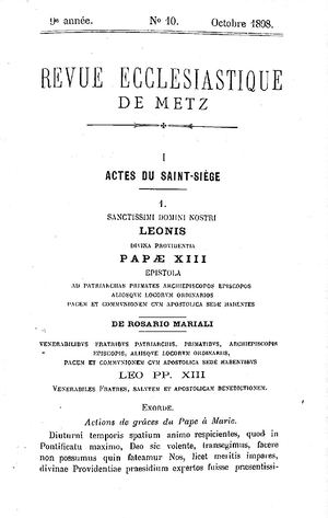Revue Ecclésiastique de Metz 1898-10