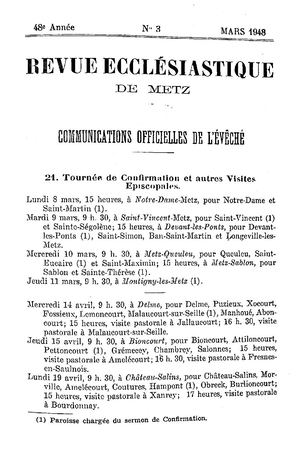 Revue Ecclésiastique de Metz 1948-03