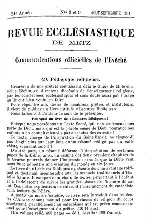 Revue Ecclésiastique de Metz 1951-08 & 09