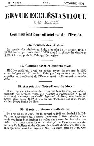 Revue Ecclésiastique de Metz 1951-10