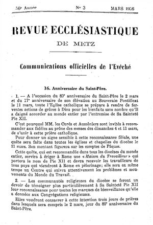 Revue Ecclésiastique de Metz 1956-03