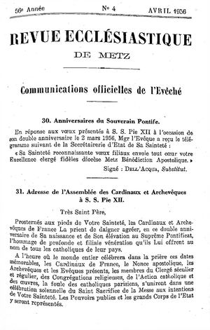 Revue Ecclésiastique de Metz 1956-04