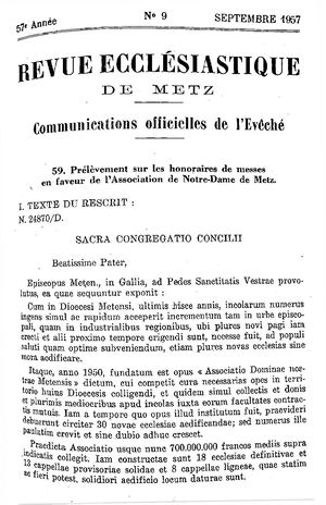 Revue Ecclésiastique de Metz 1957-09