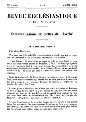 Revue Ecclésiastique de Metz 1959-04