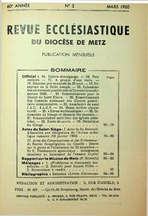 Revue Ecclésiastique de Metz 1960-03