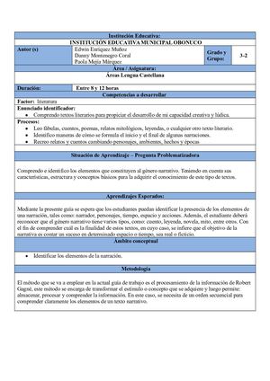 Factor 3 Guía 1 Literatura Elementos De La Narración