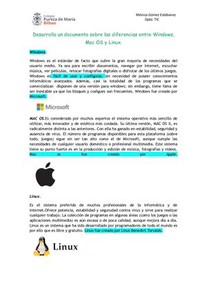 Diferencias Windows, Mac Os Y Linux