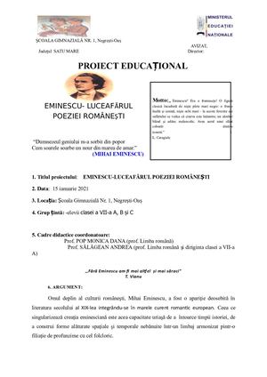 Proiect Educational Eminescu