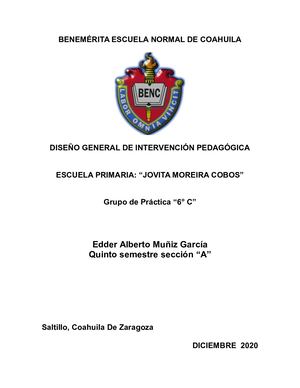 Diseño General De Intervención Pedagógica Jovita Moreirac