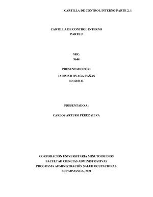 Cartilla De Control Interno Parte 2, Actividad 3 Evaluativa